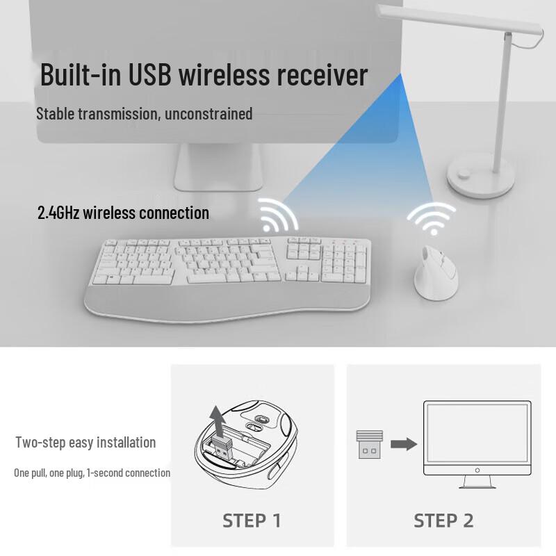 ShanYe GSKBERGW6W-SET Wireless Ergonomic Keyboard Mouse Set