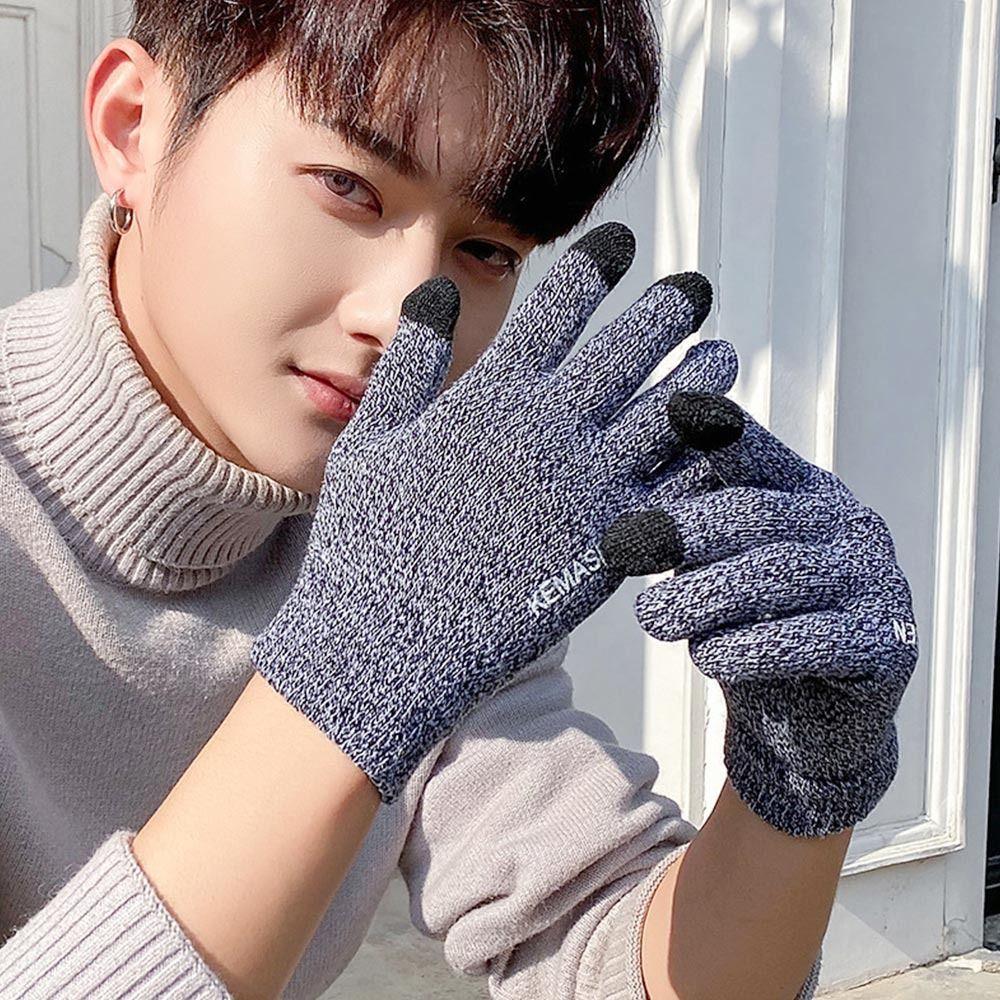 Warm Touch Screen Mitten Thicken Non-slip Gloves Fashion Knitted Gloves  Men Women