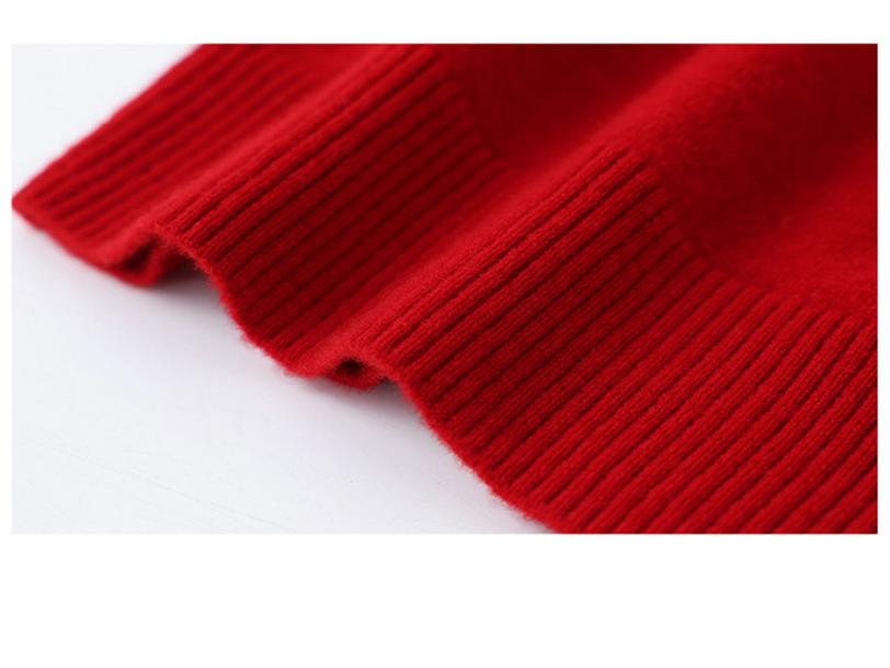 Year of the Rat Women's Thick Cashmere Sweater - Half-High Collar, Chinese Style, Plus Size, Red Winter Base Layer.