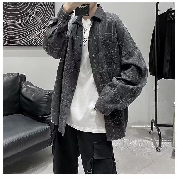 Long Sleeved Shirt, Men'S Summer New Trend, Teenage Shirt, Hong Kong Style, Japanese Style, Loose Plus Inch Shirt Jacket