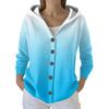 Women's Fashion Casual Sweater Button-Up Print Cardigan  Hooded Jacket