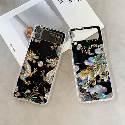 Stilvolle Drachen-Leoparden-Marmor-Textur Klare Handyhülle für Samsung Galaxy Z Flip 7 Flip 6 5 4 3 Faltbare Hülle für Z Flip7 Flip5