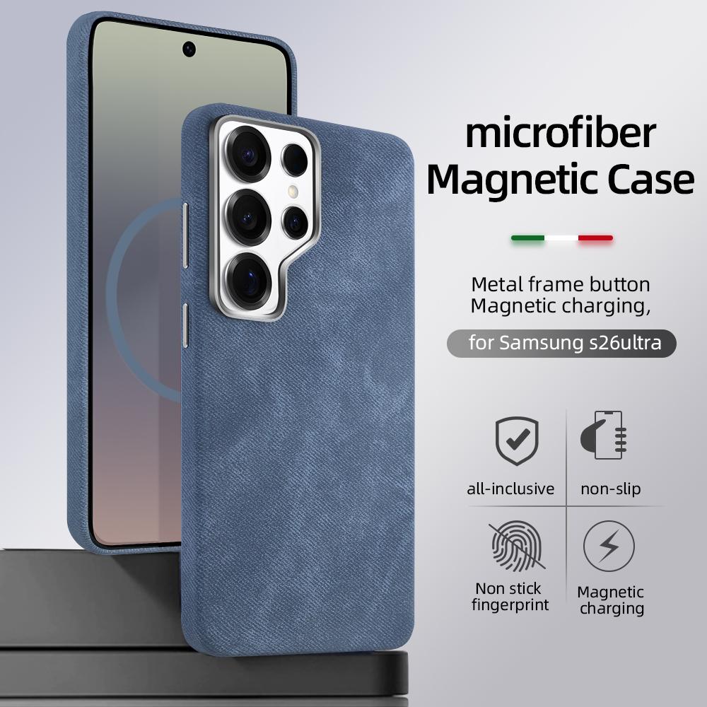 Vietao Microfiber Cell Phone Case S24U S25U Phone Cover For Samsung S26 Ultra With Magnetic Wireless Charging, Metal Camera Lens
