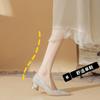 5550 High Heels Women's Spring 2025 New Pointed Crystal Wedding Shoes Versatile Light Mouth Thick Heel Temperament Single Shoes