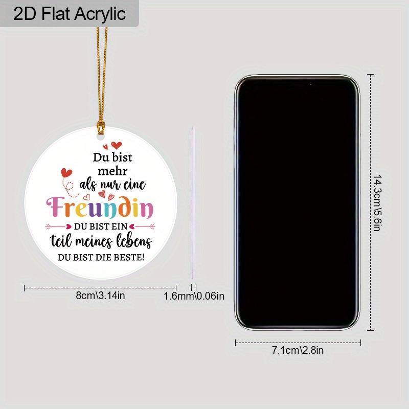 1pc German Freundin Round Acrylic Pendant Christmas Tree Ornament Friendship Gift for Best Friends