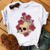 Camiseta De Arte Esttica Feminina De Flores De Caveira Roupas Punk Rock Camiseta Estampada Com Cavaleiro Roupas Fitness Vero 2020