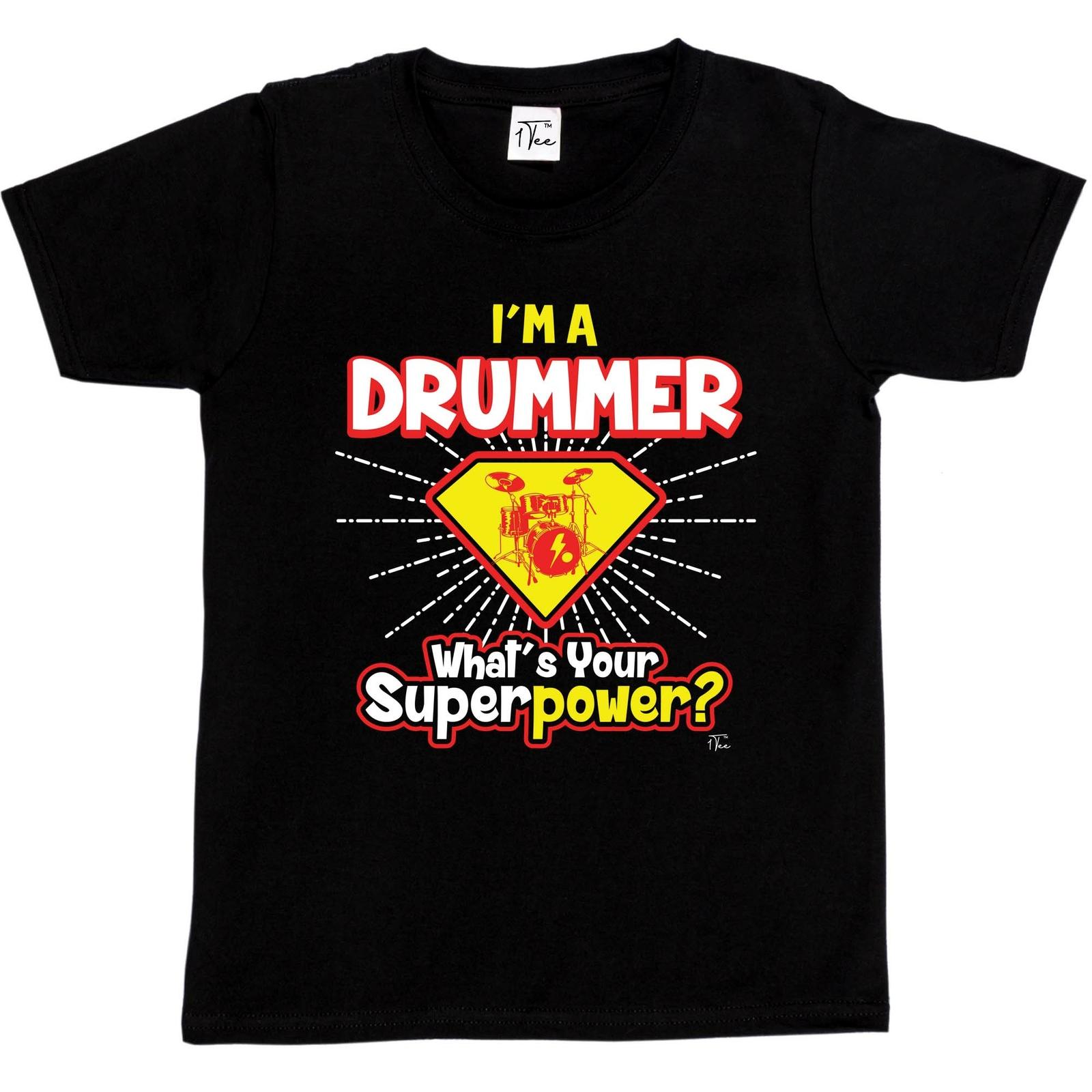 1Tee Kids Girls I m a Drummer What s Your Superpower T-Shirt XXXL