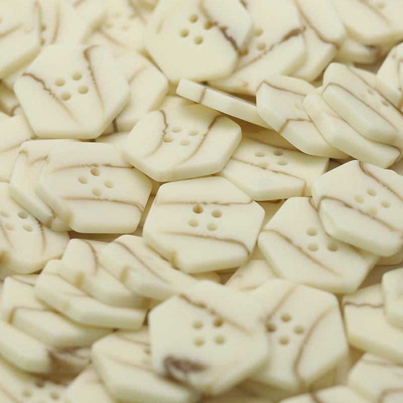 

5Pcs Hexagonal Beige Button Four-Eye Jacket Double-Sided Nylon Coat Button Women S Clothing Suit Trench Coat Button 1 #[24mm LY3775 four-eye hexagonal beige]