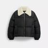 Puffer With Shearling Collar Black