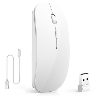 Ratón Inalámbrico Bluetooth Recargable 3dpi Alto Compatible con y Smartphones Tipo de Puerto-C, Óptico 2.4GHz, Conmutación, Silencioso, Delgado, Compacto,