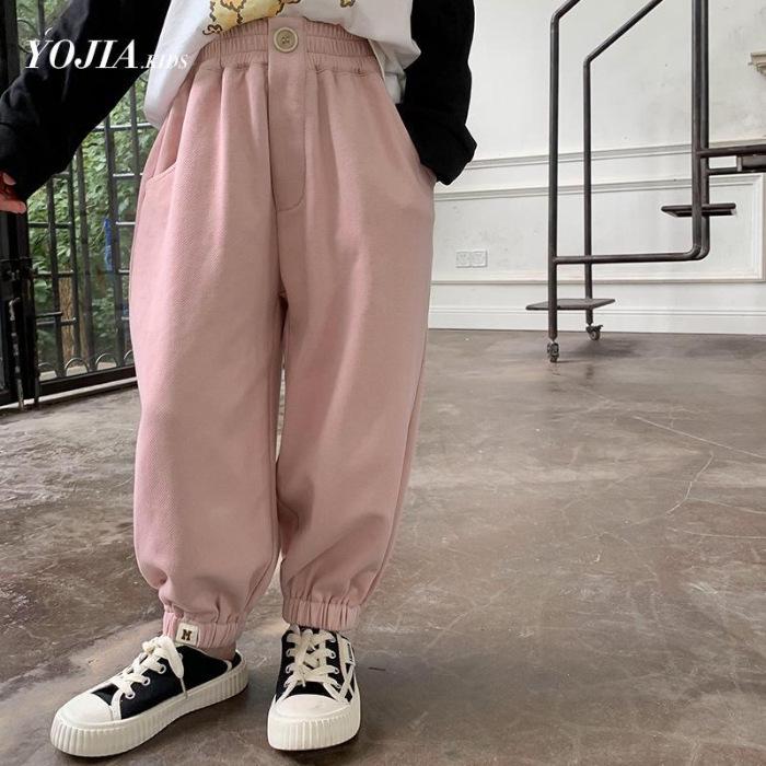 

Дівчачі Джоггери 2025 року в Корейському Стилі: Дитячі штани-джоггери вільного крою для весни та осені 150 рожевий