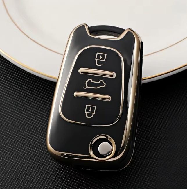 

Новый чехол для ключей из ТПУ для Hyundai I20 I30 Elantra Azera Veracruz Veloster Kia Rio K7 K5 Sportage Sorento, откидная крышка с дистанционным управлением чёрный