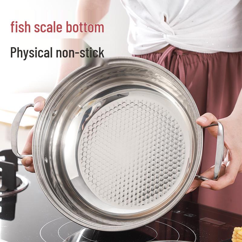 Double Flavor 304 Stainless Steel Hot Pot with Handles - Large Capacity for Clear Soup & Spicy Pot, Induction Cooker Compatible