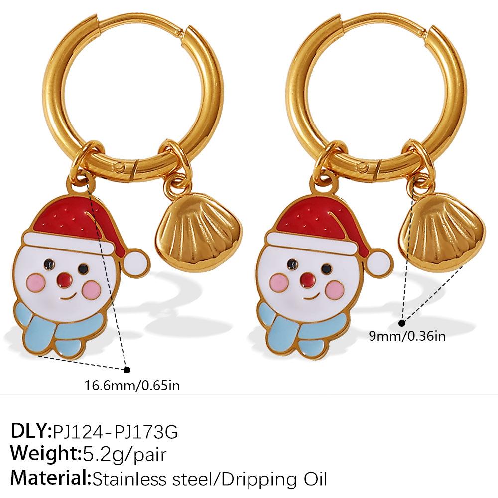Christmas versatile DIY pendant earrings stainless steel gold-plated atmosphere earrings women