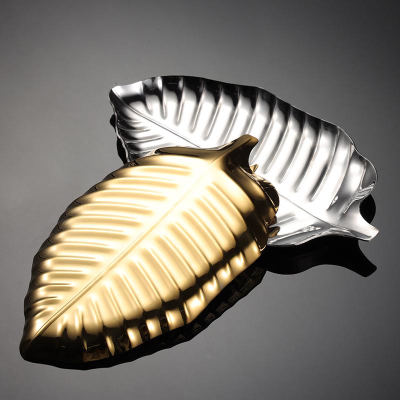 304 Stainless Steel Leaf Sauce Plate Towel Plate Gold Titanium Plated Creative Modeling Hotel Snack Plate Tableware
