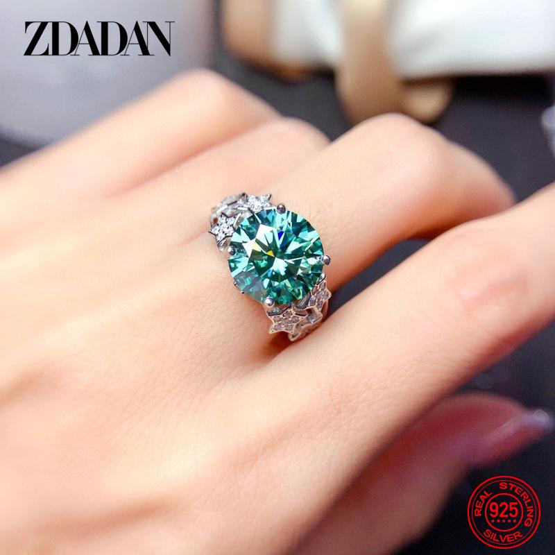 925 Sterling Silver Gemstone Ring for Women Fashion Wedding Jewelry resizable