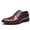 2024 Men's British-Korean Crocodile Pattern Formal Leather Shoes - Pointed Toe, Large Size