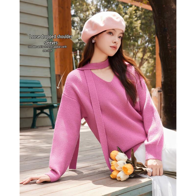 IEF Women's Round Neck Knitted Sweater