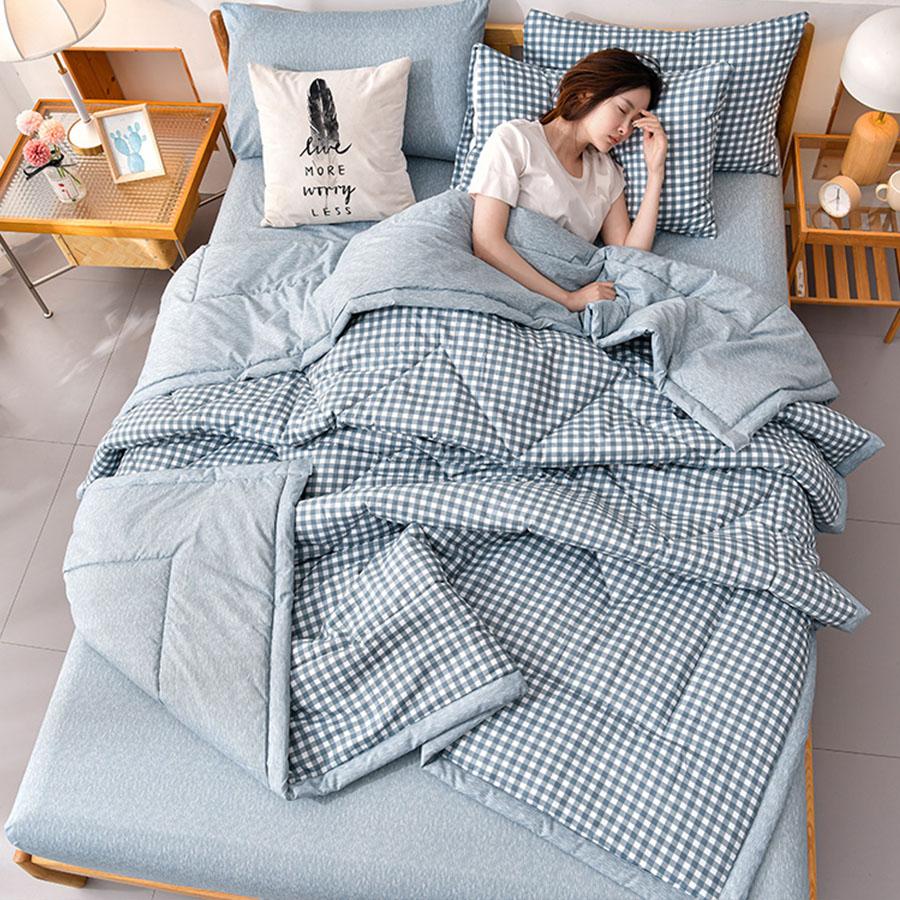 KDJEIKZ Double-sided Simple Summer Quilt Children Adult Microfiber Air Conditioning Quilt Core Picnic Travel Cover Blanket