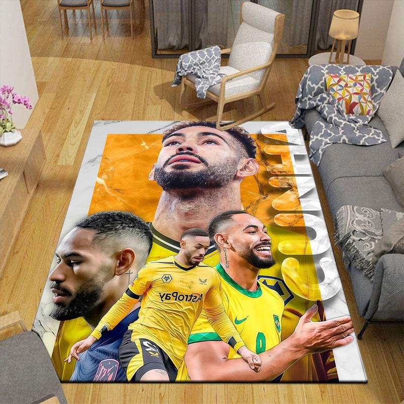 Matheus Cunha Flannel Printed Carpet, Home Sofa Decoration for Living Room & Bedroom, Non‑Slip Play Flannel Floor Mat for Game Room