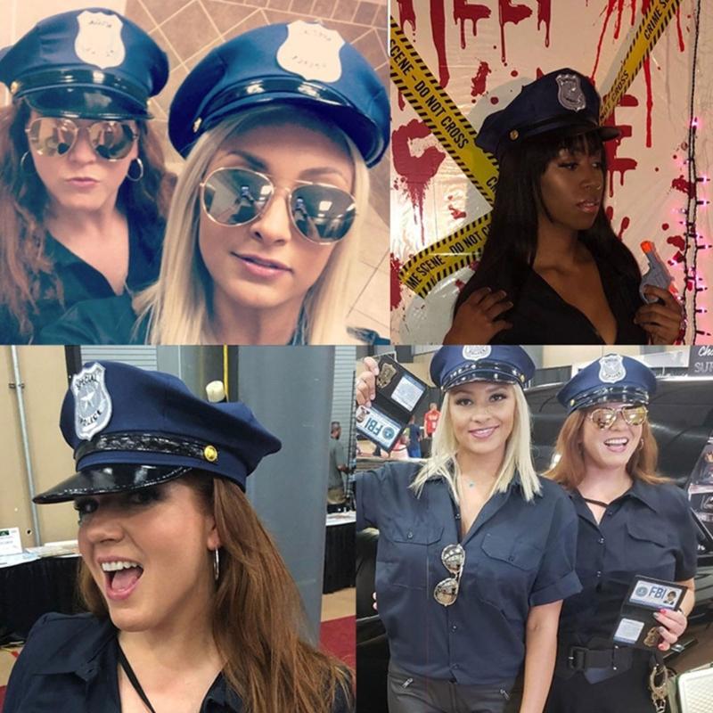 Chapeau de policier pour déguisement d'uniforme, chapeau de gavroche pour femme, accessoire de déguisement pour Halloween.