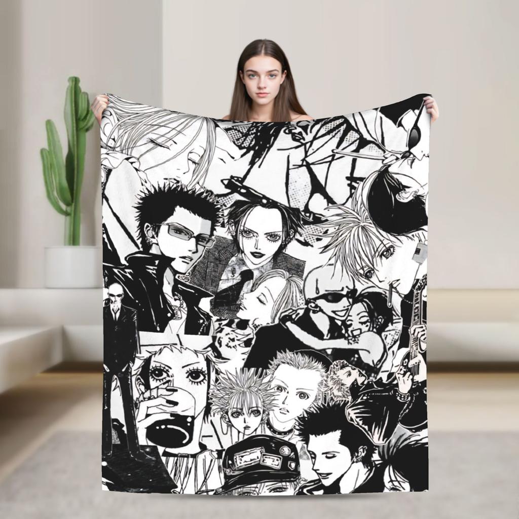Warm Blanket Travel Nana Osaki Manga Panel collage Throw Blanket  Flannel Bedspread For Couch Chair Fluffy Sofa Bed Cover