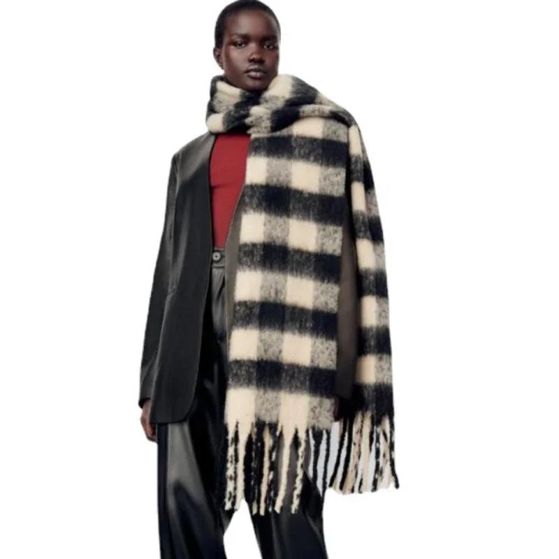 Winter Scarf For Women Men Cashmere Warm Plaid Pashmina Blanket Wraps Female Thick Soft Bufanda Tassel Shawl Long Poncho Echarpe