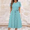 Rochie de vară pentru femei, casual, cu imprimeu floral, guler rotund, midi, clasică, de bază, pentru exterior, de zi cu zi, cu mânecă scurtă, lejeră