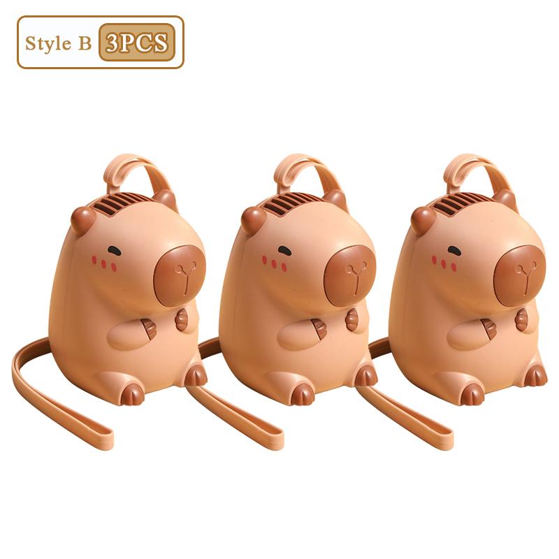 1-10PCS Kapybara Mini Neck Fan USB Rechargeable Handheld Cute Portable Fan for Kids Gift Cartoon Cooling Fan Summer Travel