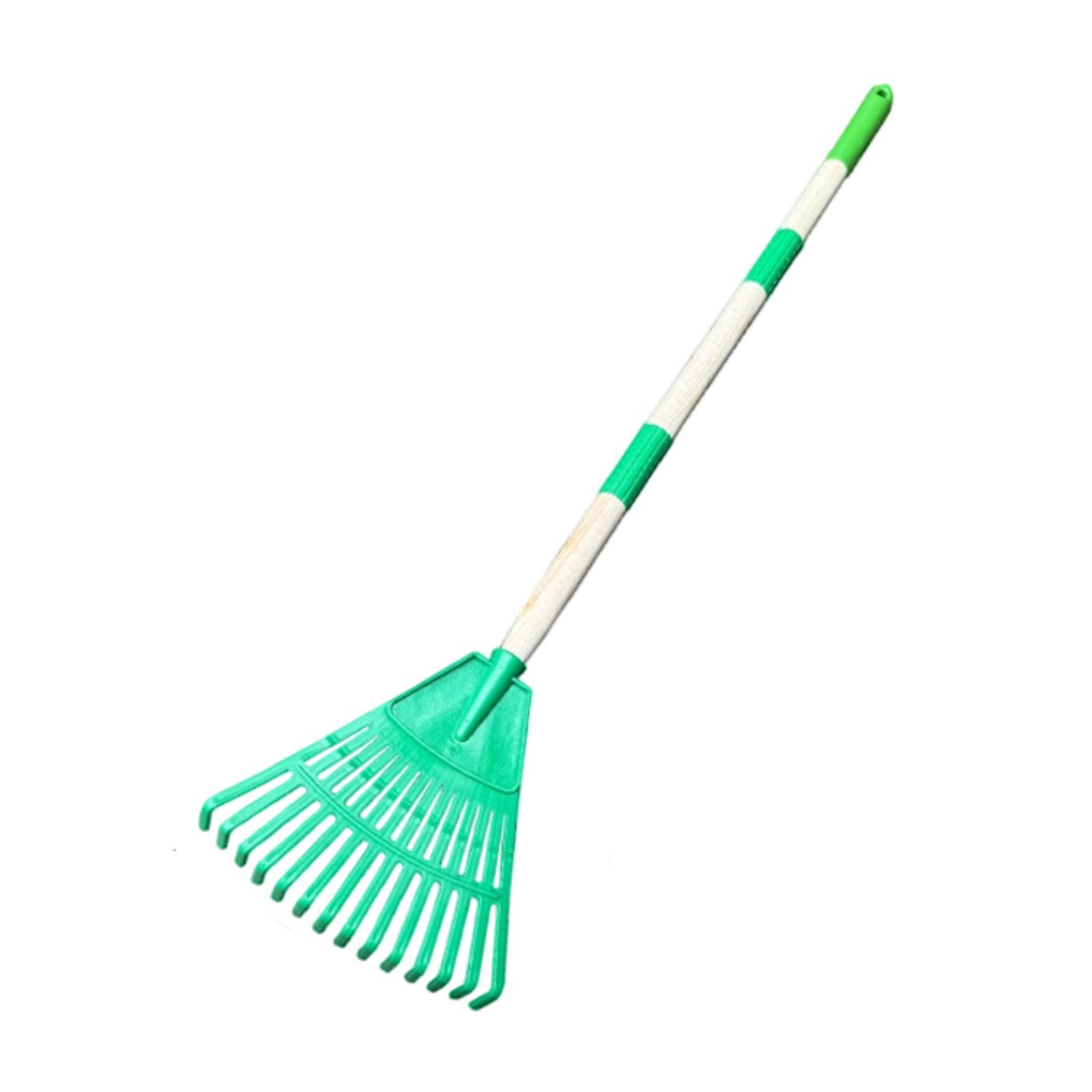 

Small Leaf Rake 3 Sections Steel Ergonomic with Long Handle Detachable Gardening Tool for Kids Lawns Shrub Children Flower Beds зелений