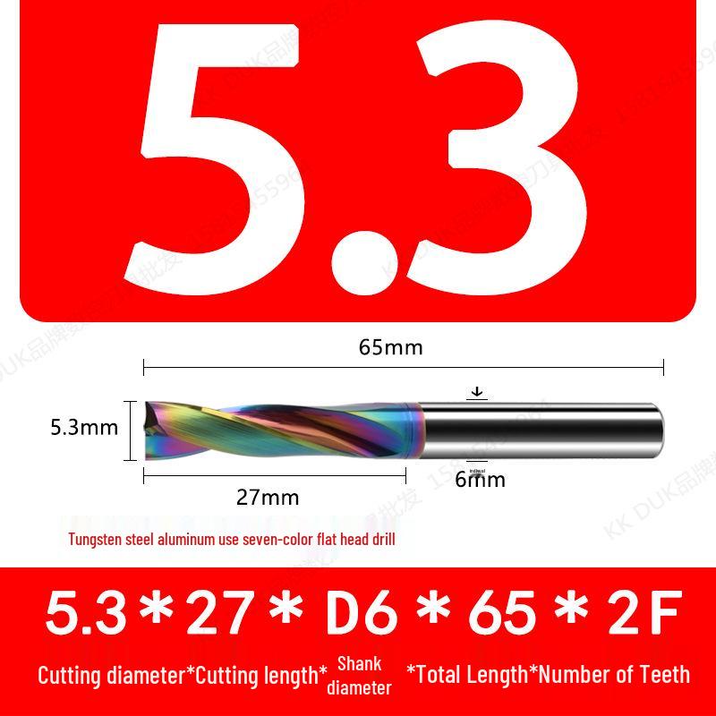 Tungsten Steel Flat Head Drill Bit for Aluminum, 180°, 4.1-6.0mm (0.1mm Intervals)