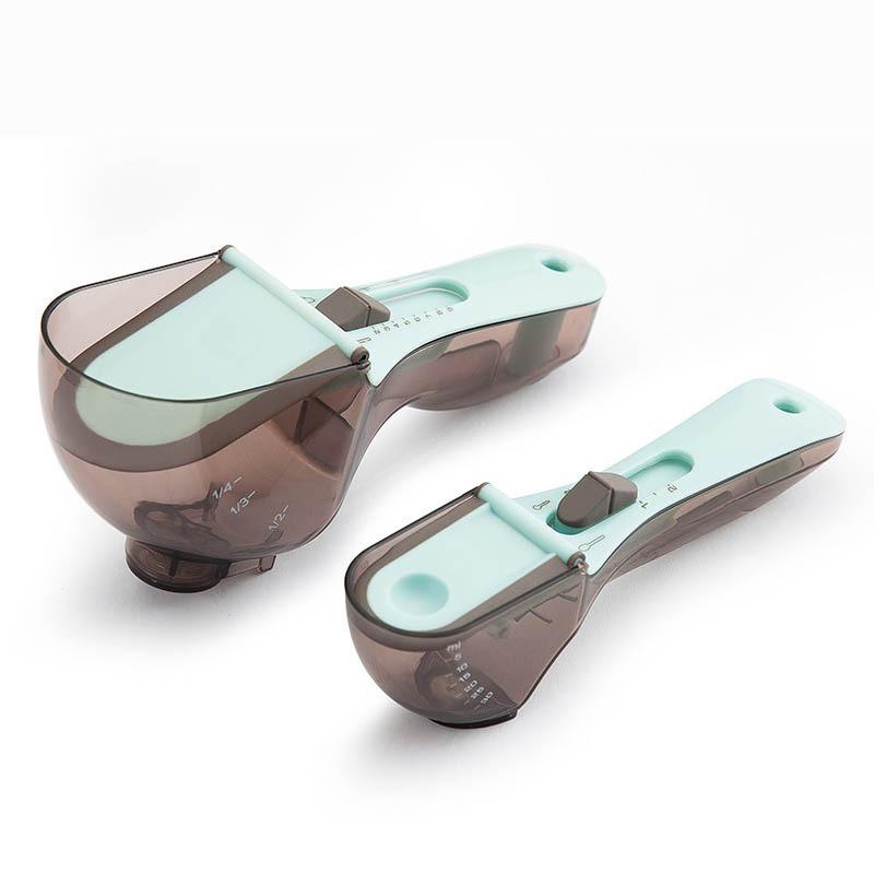 Nastavitelná naběračka pro psí kuchyň, plastové odměrné lžíce se stupnicí, krmná sada pro křečka, příslušenství k nádobám pro domácí mazlíčky