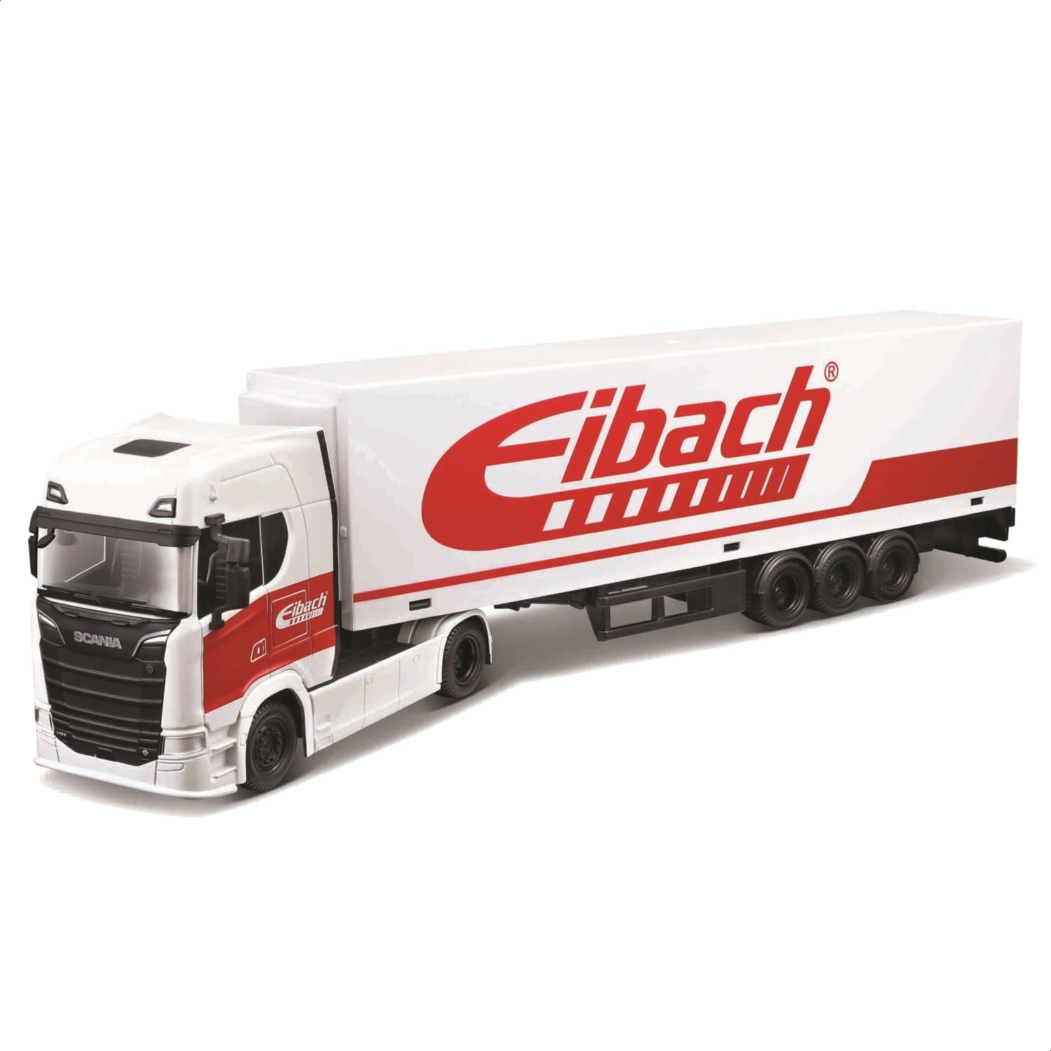 

Bburago 1/43 Scale Scania 770 S with Trailer, Eibach White / Diecast Model Car, Finished Product, 18-31468 (Eibach)