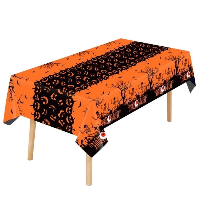 Horror Pumpkin Pattern Plastic Table Covers 6Pcs Waterproof Easy Cleaning Party Table Covers For Halloween Parties