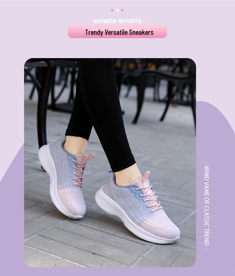 Women's Breathable Flyknit Low-Top Running Shoes - Non-Slip, Lightweight, Casual All-Season Sports Footwear