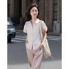 Demana Women's College Style Striped Jacquard Pleated Shirt