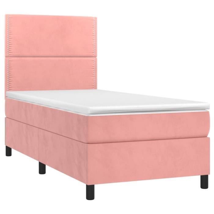 3142940 vidaXL Divan Bed with Mattress Pink 90x190 Cm Velvet