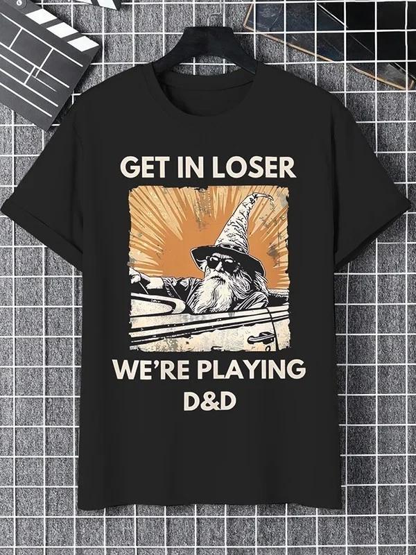 Get In Loser We Are Playing DnD Funny Vintage Graphic T-Shirt L