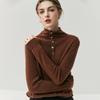 Women's Minimalist Rolled-Edge Cashmere Sweater - Semi-High Neck, Loose Fit, Slimming, Long Sleeve Knitted Base Layer