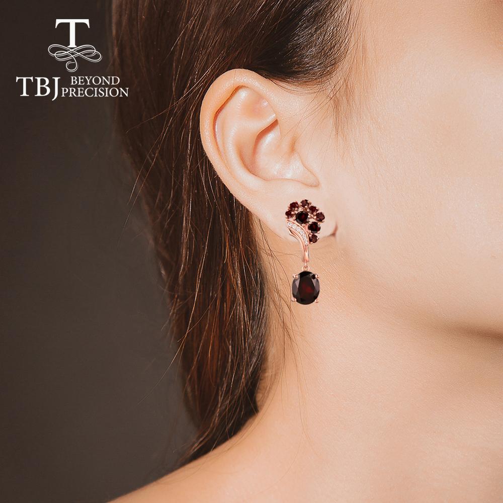 Set de bijuterii din argint cu piatră prețioasă granat roșu natural 12ct Cercei inel tăiat oval 8*10mm bijuterii fine pentru femei mama cadou frumos