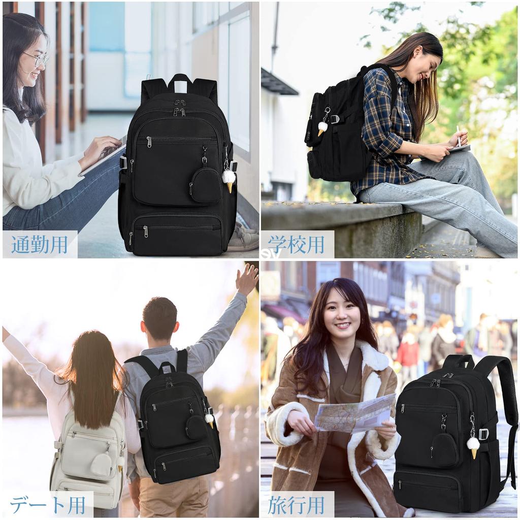 RAINSMORE Women's Backpack, Large Capacity, Popular School Backpack for High School Girls, Perfect for School, Work, Travel, Water-Repellent,