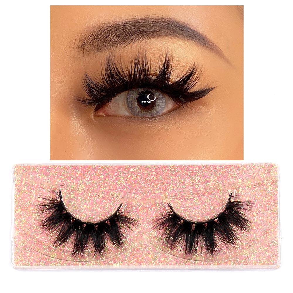 FOXESJI Wimpern 3D Nerz Falsche Wimpern Flauschig Weich Natürlicher Streifen Nerz Wimpern Verlängerung Volumen Fake Wimpern Dicke Wimpern