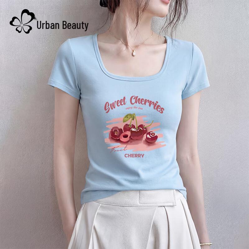 Dushi Liren Women s Square Neck Printed T-Shirt M