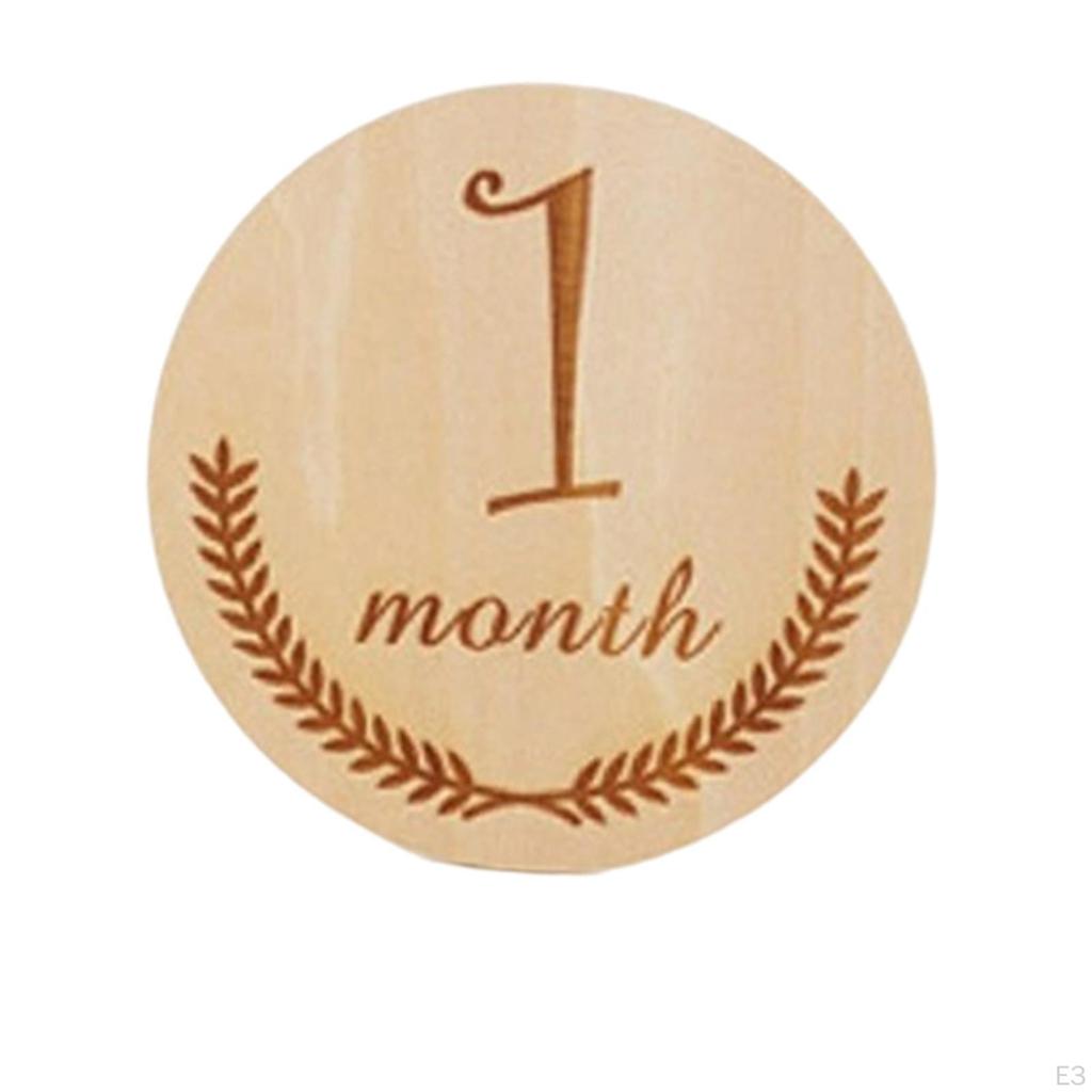 12 Pcs Beautiful Wooden Monthly Cards Newborn Photoshoot Props Growth Markers