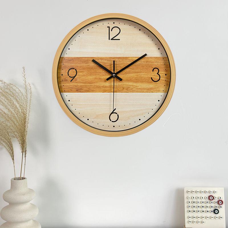 12 Inch Modern Light Luxury Wooden Wall Clock Mute Non-ticking Three-dimensional Suitable for Study Library Bedroom Living Room