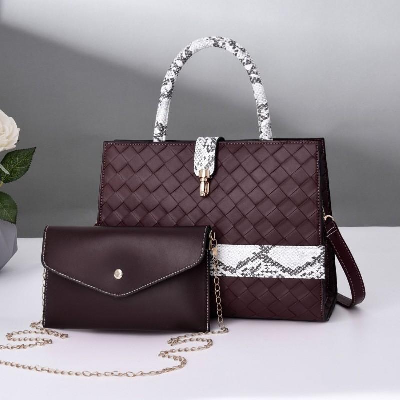 Contrast Color Large Capacity Single Shoulder Crossbody Bag With Weaving Design