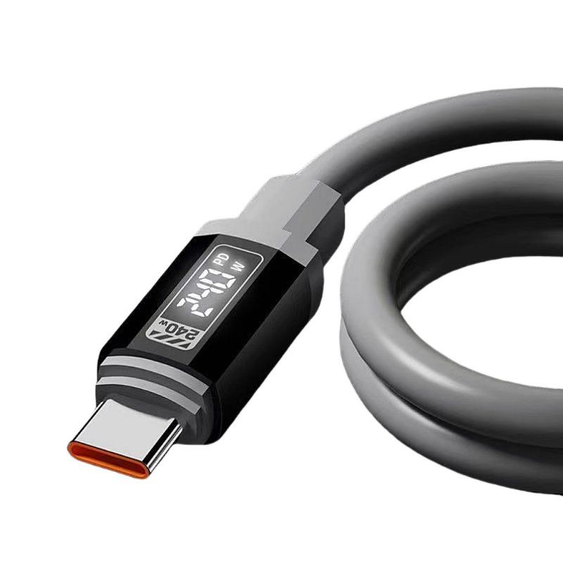 Digital Display Type C To Type C Cable PD 240W Silicone Fast Charging Data Cable for Huawei Samsung Xiaomi iPhone16 1.5m