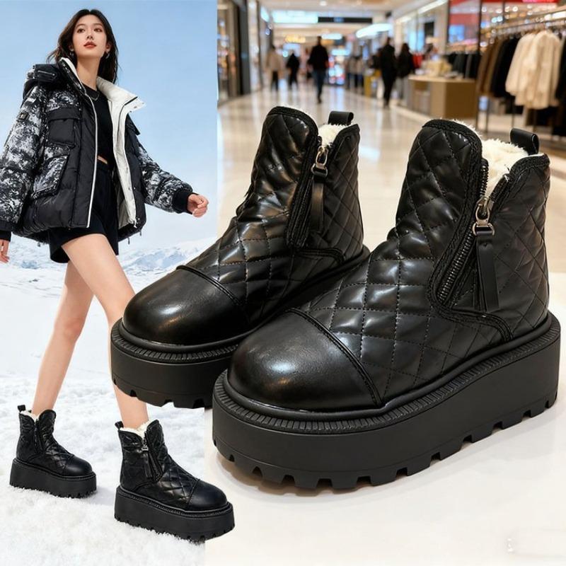 

Модные зимние ботинки женские новые зимние ботинки на платформе короткие ботинки большая хлопковая обувь на толстой подошве ботинки Мартина 40