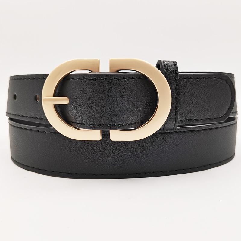 New Double D-buckle Imitation Leather Belt for Women's Fashionable Versatile Jeans Belt