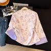 Silk Anti-Aging Plus Size Spring Jacket for Middle-Aged Women - Chinese Old Money Jacquard Style